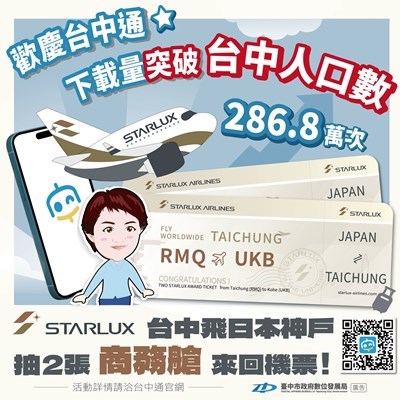 歡慶台中通下載次數突破台中人口數-攜手星宇航空舉辦抽獎活動_0