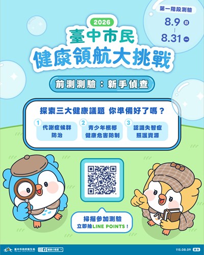 2026臺中市民健康領航大挑戰活動圖卡